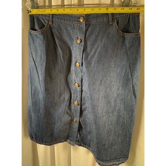 ABS Button Knee Length Denim Skirt, Indigo Denim, Sz: 30, 64-55 - Picture 10 of 16